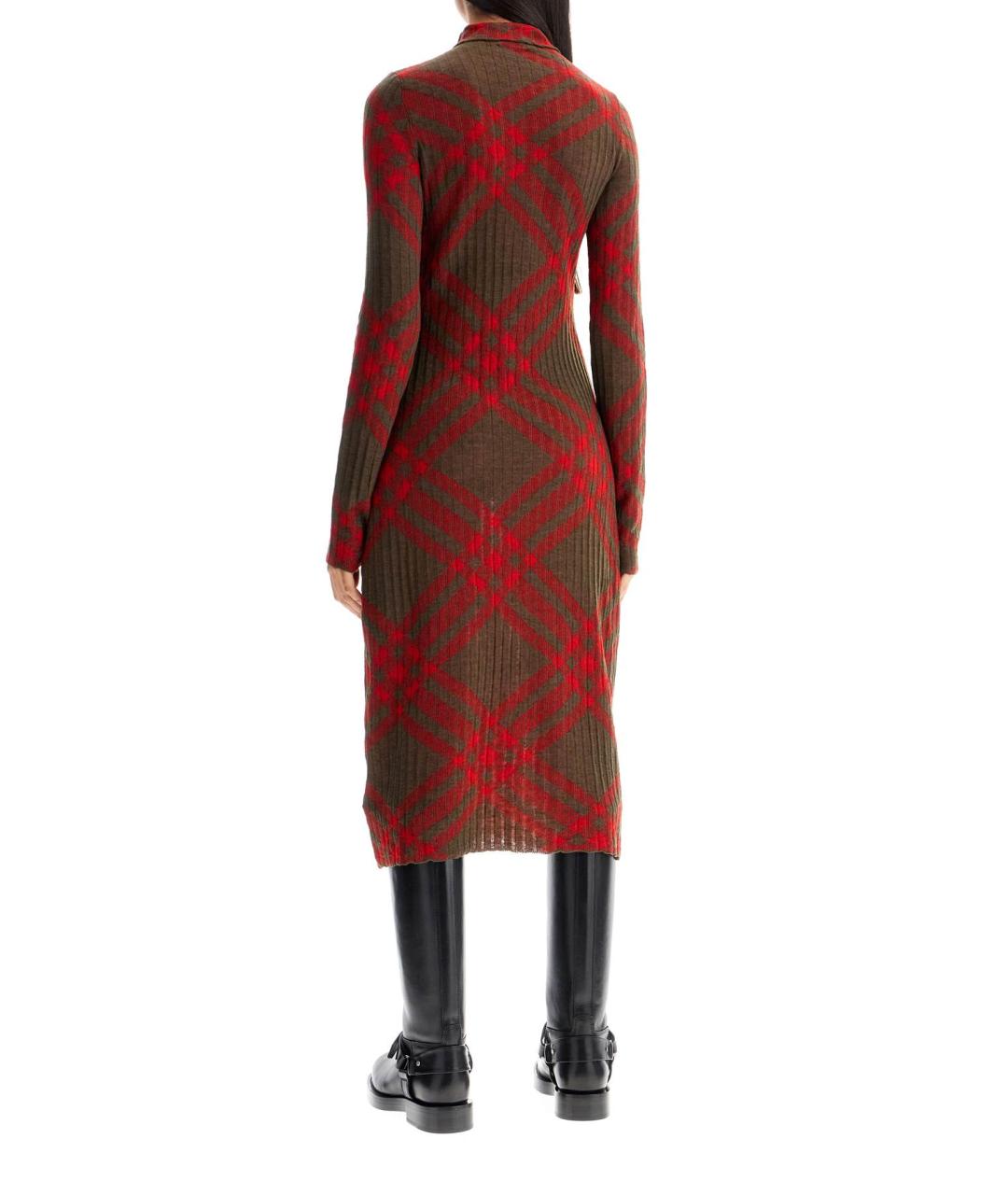 BURBERRY Красное шерстяное повседневное платье, фото 3
