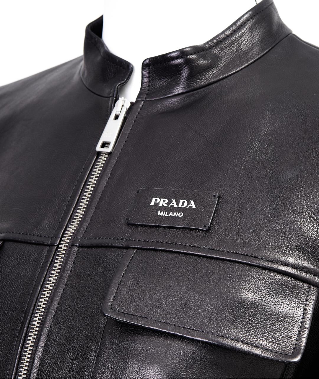 PRADA Черная кожаная куртка, фото 3