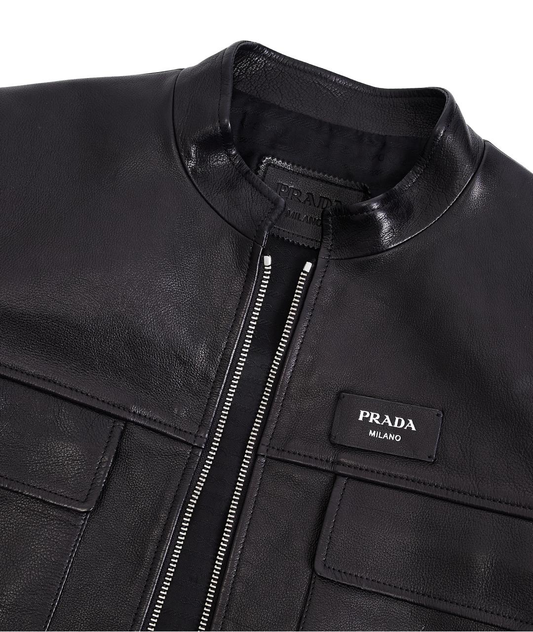 PRADA Черная кожаная куртка, фото 7