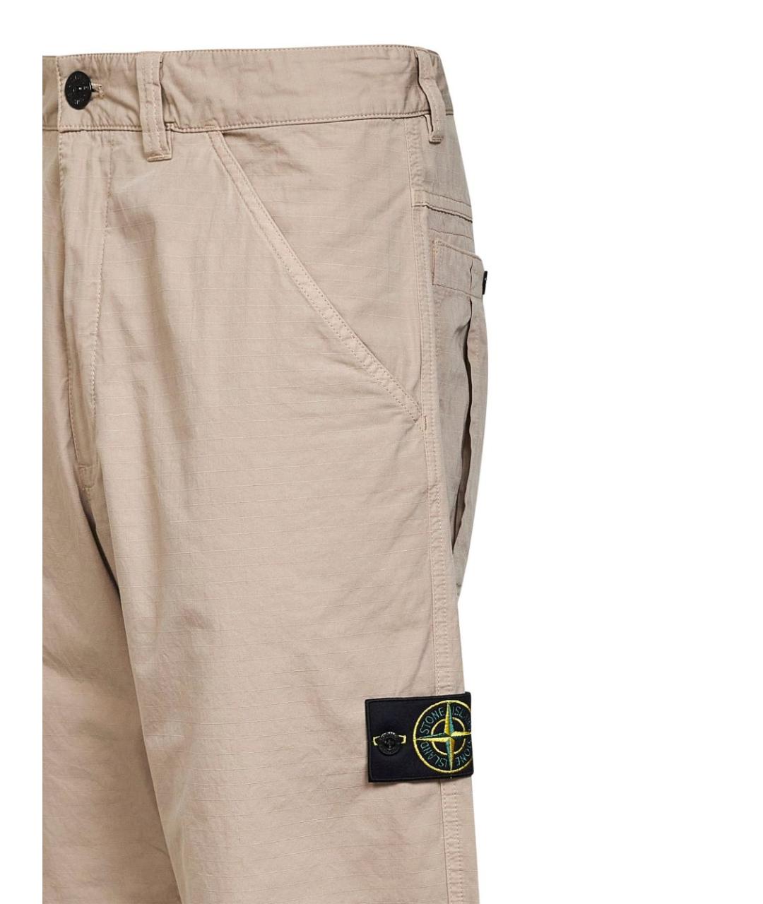 STONE ISLAND Бежевые хлопковые повседневные брюки, фото 3