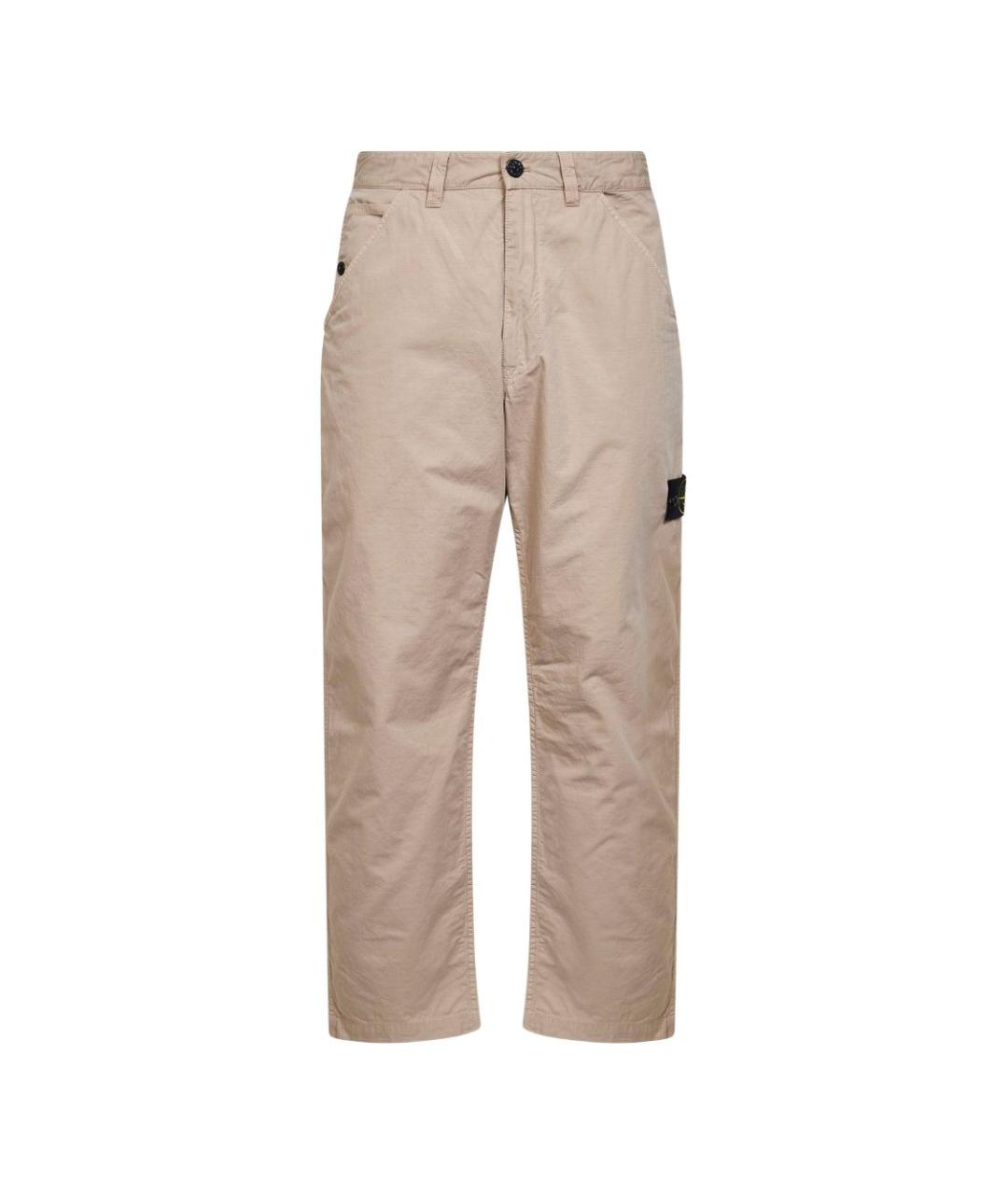 STONE ISLAND Бежевые хлопковые повседневные брюки, фото 1