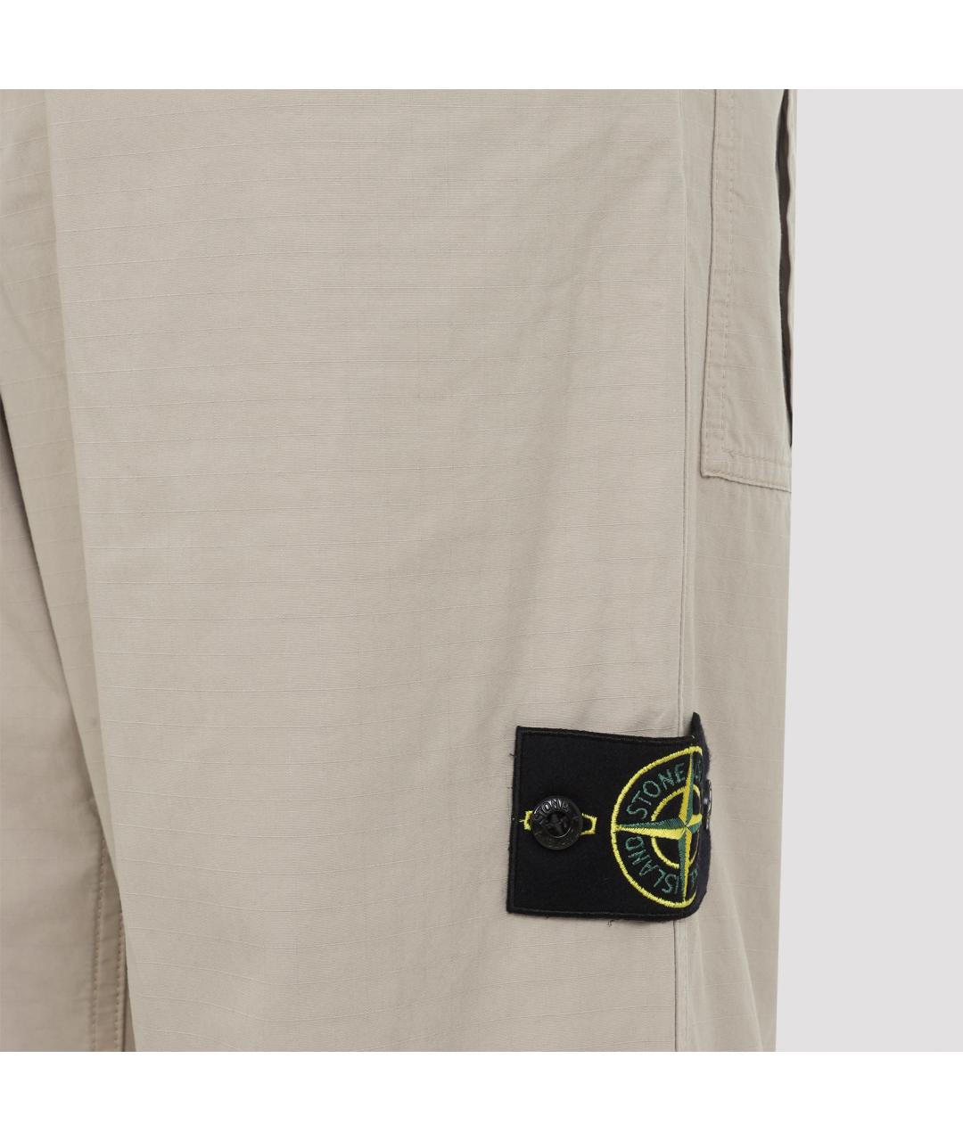 STONE ISLAND Бежевые хлопковые повседневные брюки, фото 4