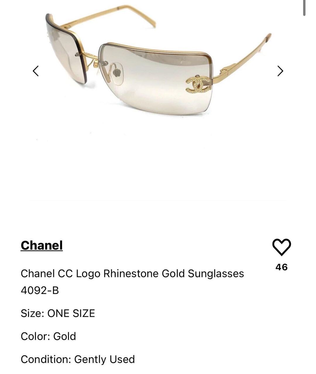 CHANEL VINTAGE Золотые металлические солнцезащитные очки, фото 4