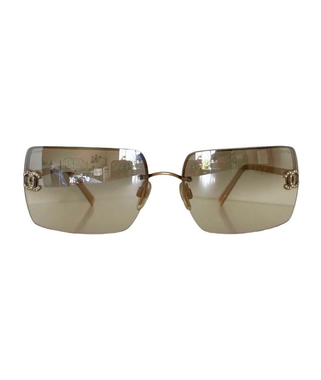 CHANEL VINTAGE Золотые металлические солнцезащитные очки, фото 1