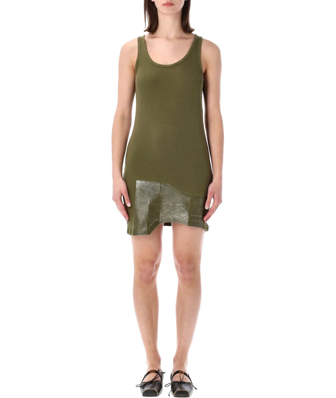 MAISON MARGIELA Хаки хлопковое повседневное платье, фото 1