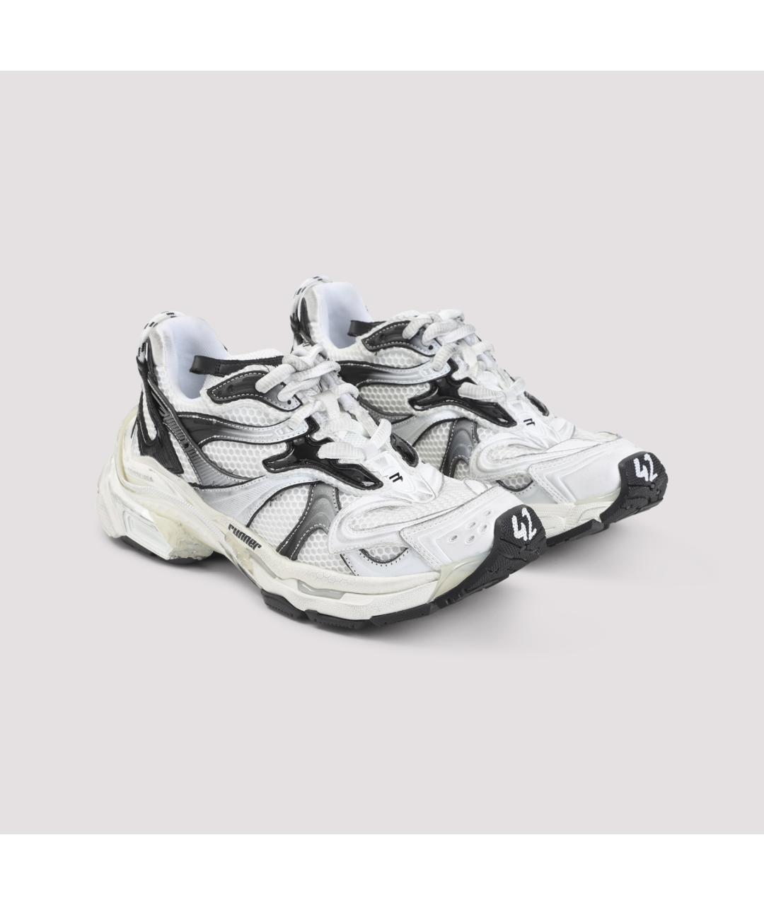 BALENCIAGA Белые синтетические низкие кроссовки / кеды, фото 4