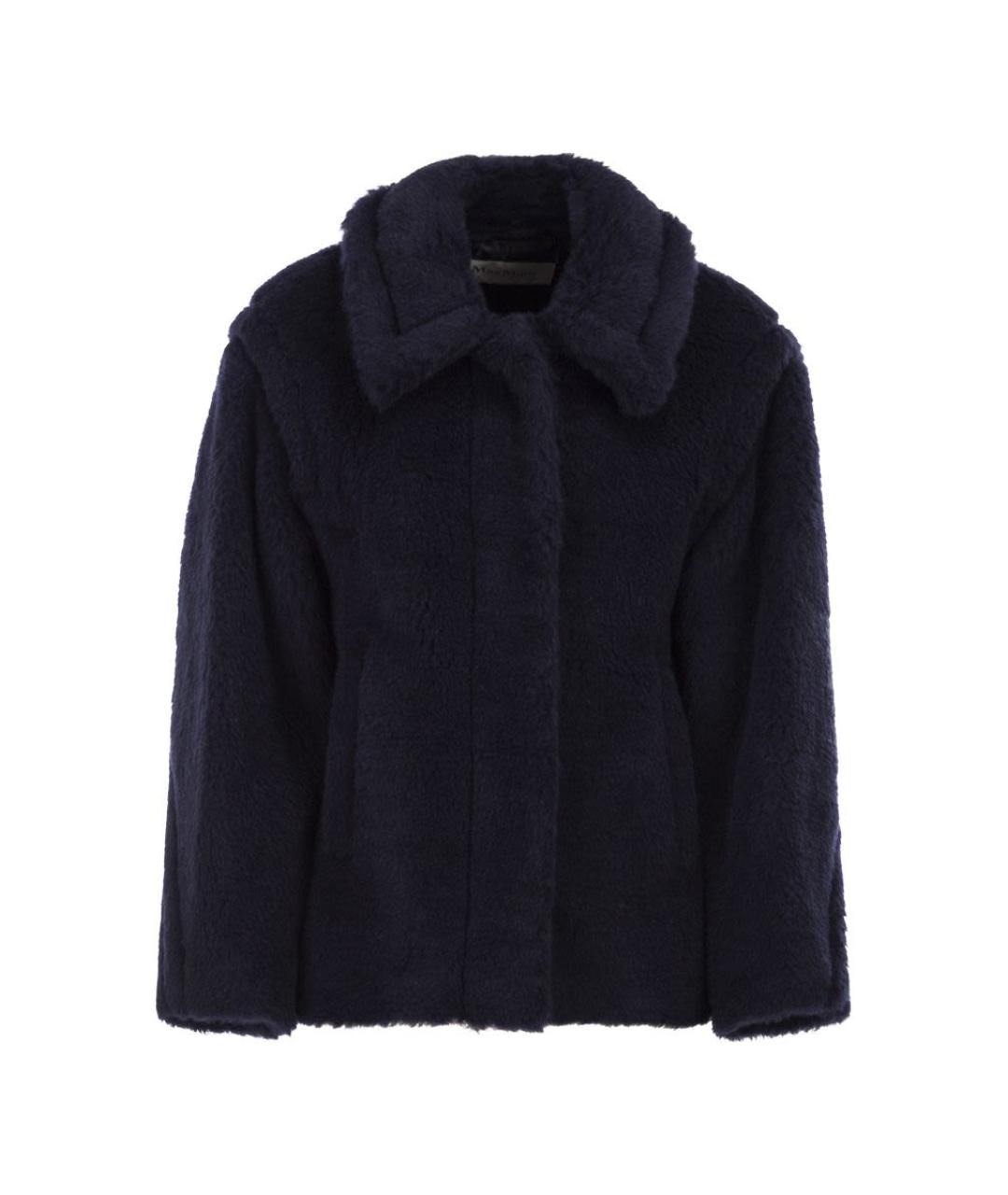 MAX MARA Темно-синяя шерстяная шуба, фото 1