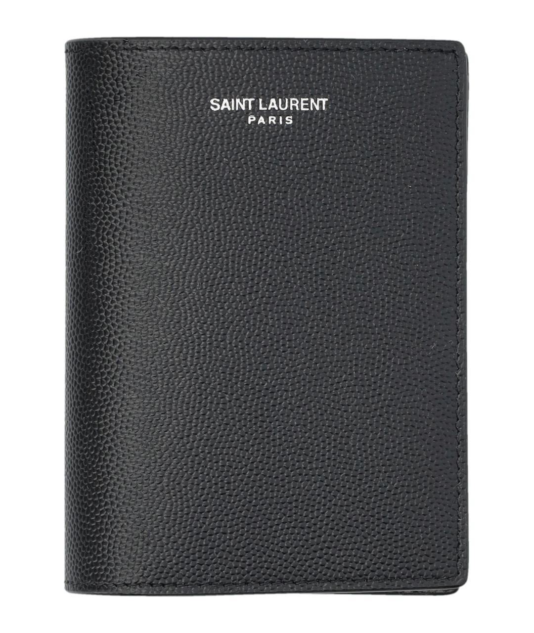 SAINT LAURENT Черный кожаный кошелек, фото 1