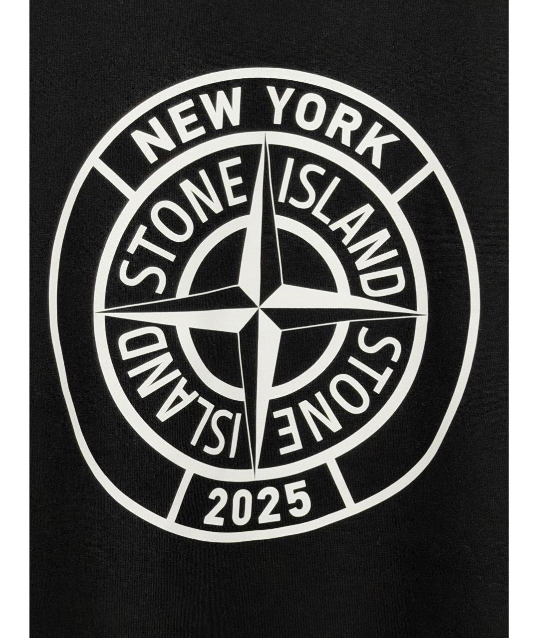 STONE ISLAND Черная хлопковая футболка, фото 2