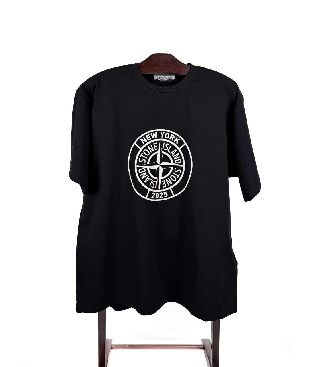 STONE ISLAND Черная хлопковая футболка, фото 8