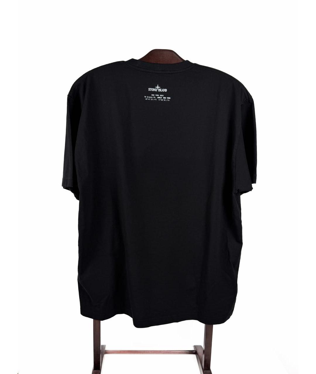 STONE ISLAND Черная хлопковая футболка, фото 4