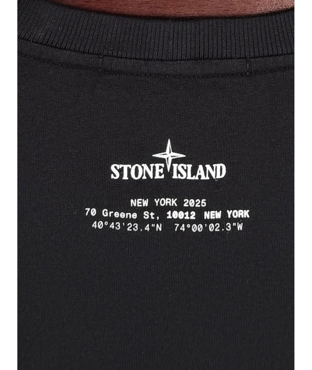 STONE ISLAND Черная хлопковая футболка, фото 3