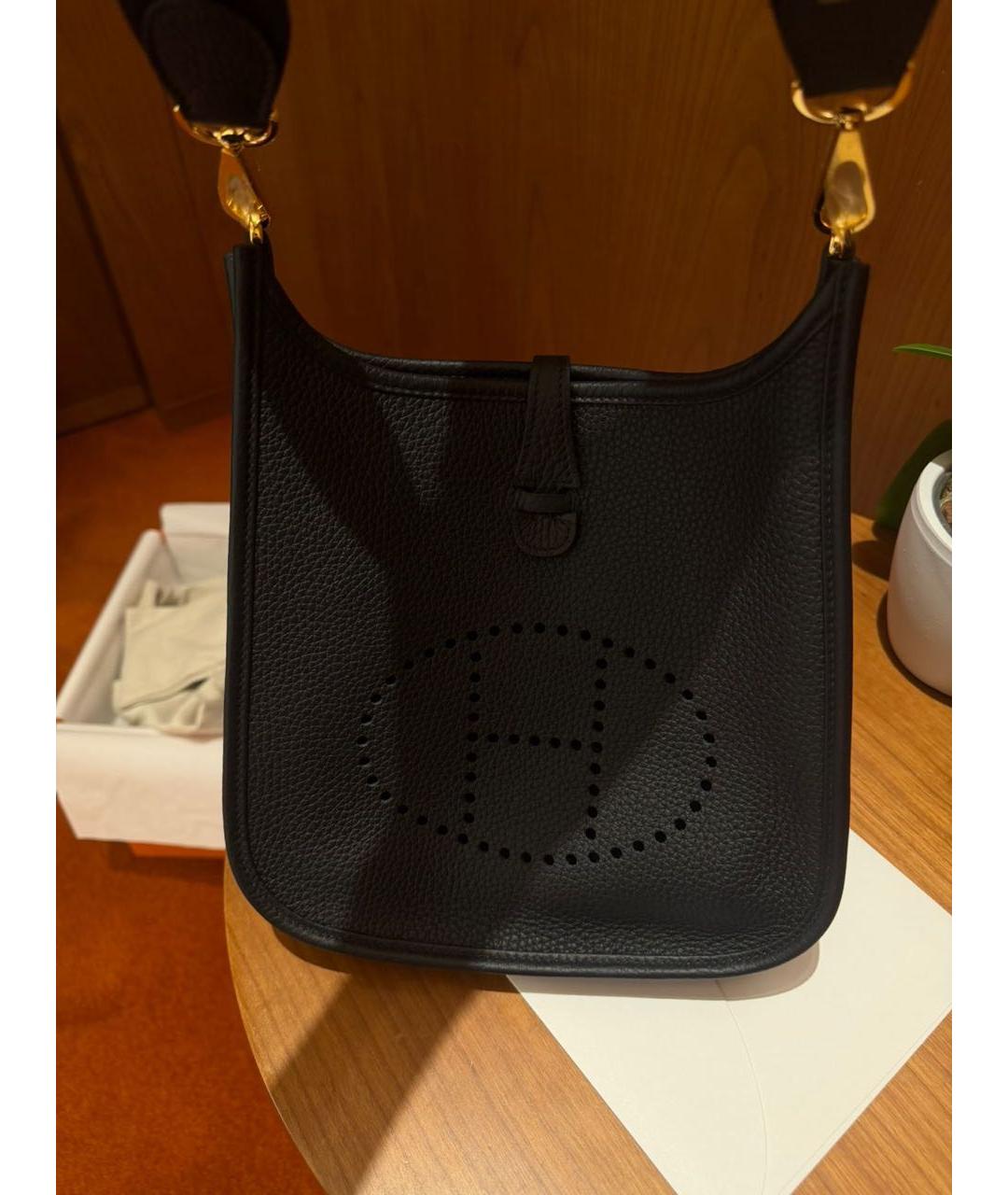 HERMES Черная кожаная сумка через плечо, фото 3