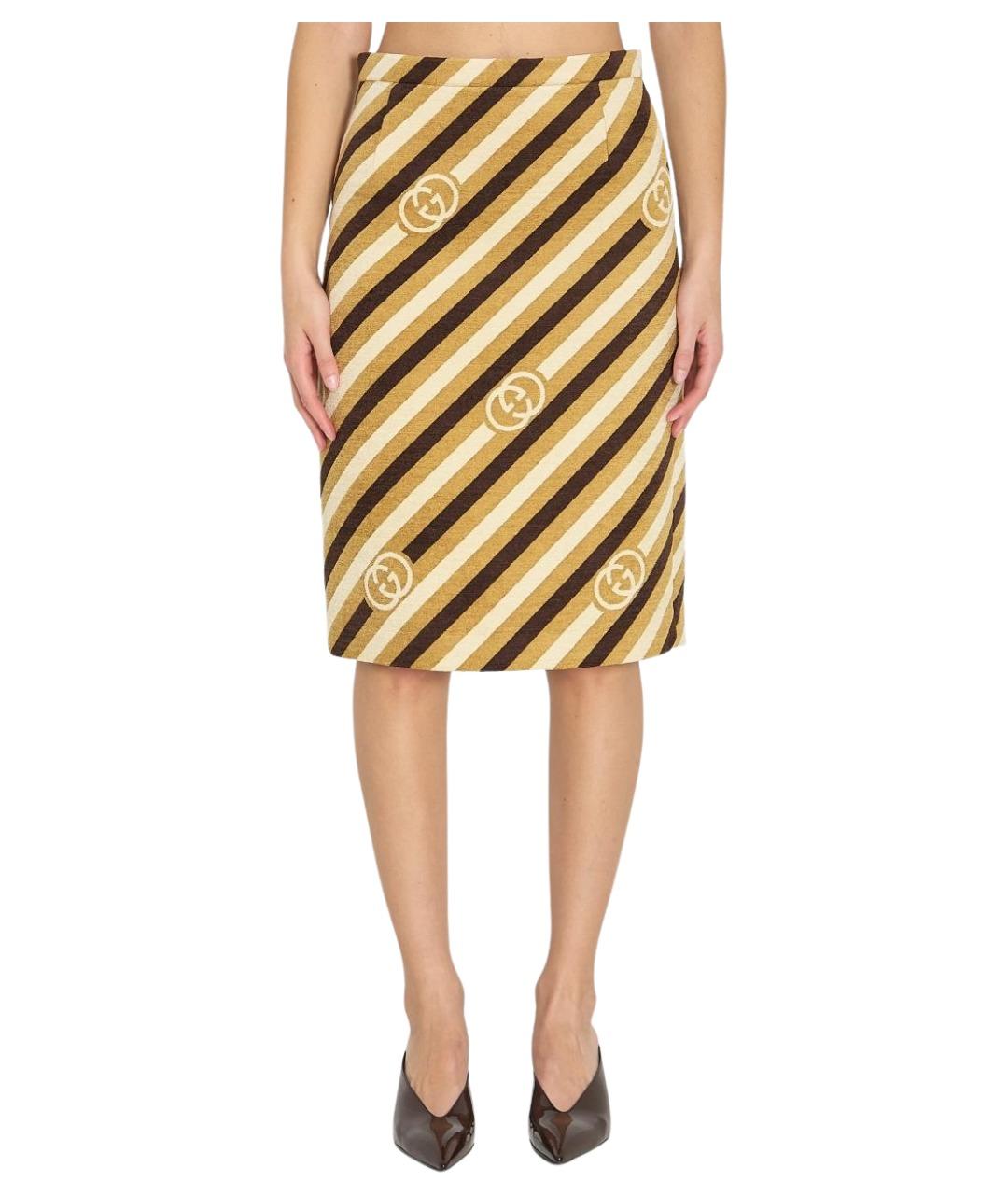 GUCCI Мульти вискозная юбка миди, фото 1
