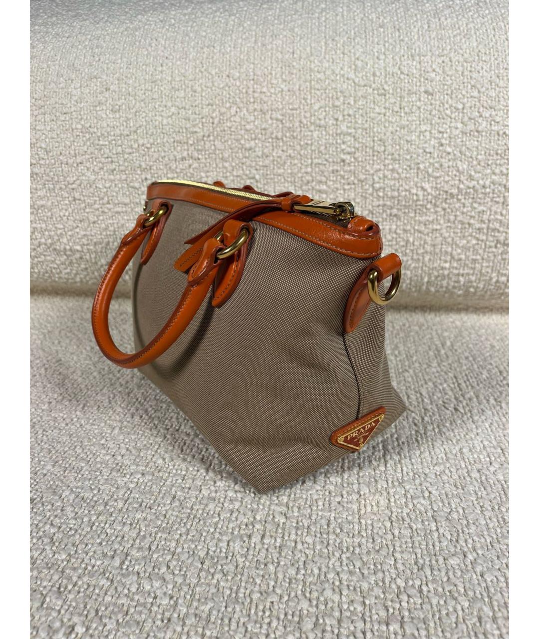 PRADA Бежевая тканевая сумка тоут, фото 8