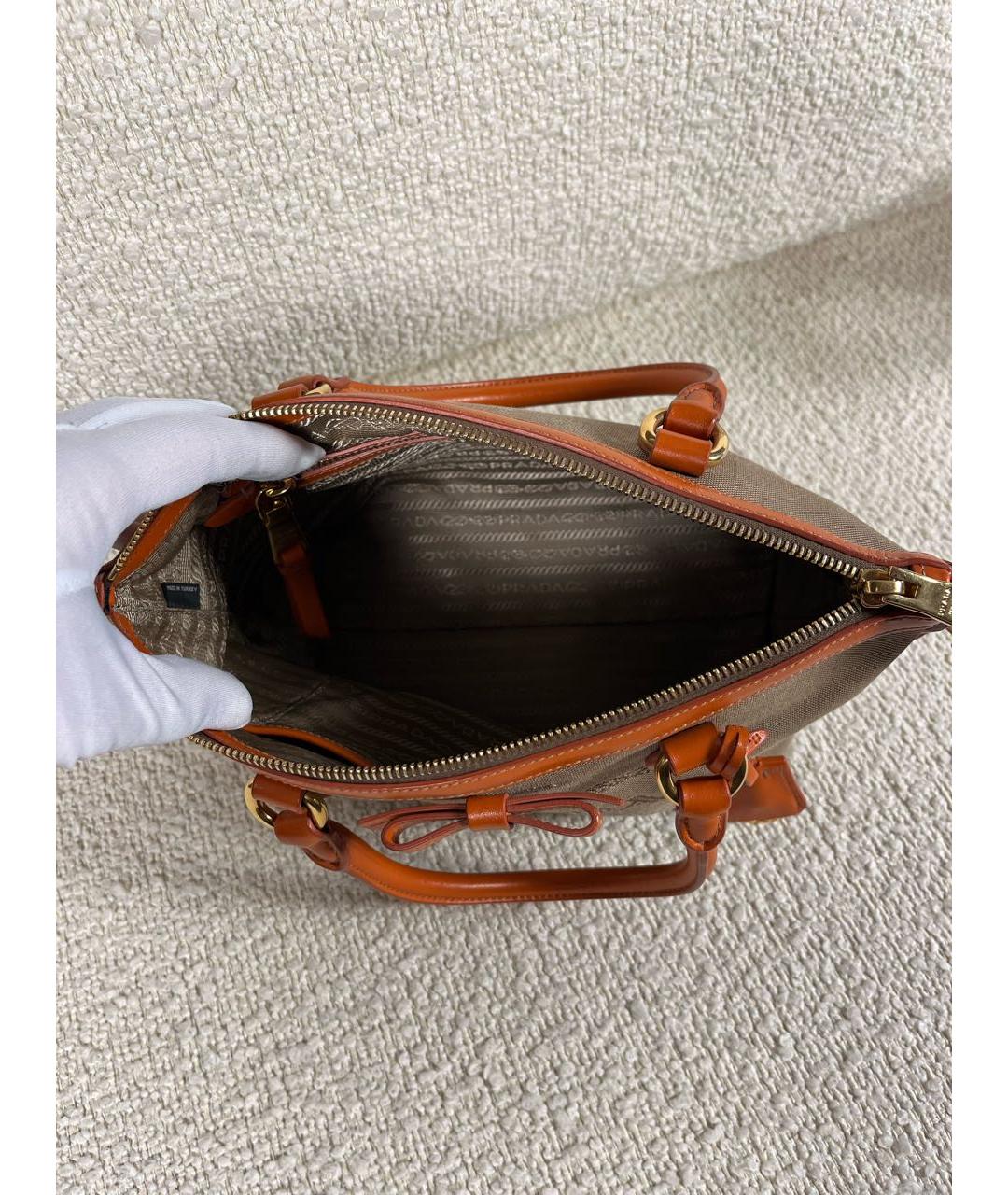 PRADA Бежевая тканевая сумка тоут, фото 4