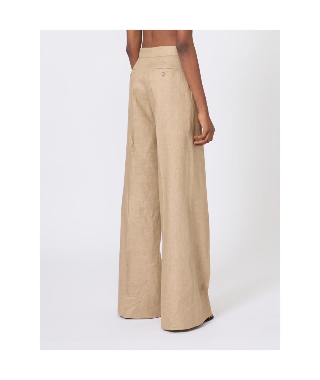 MAX MARA Бежевые льняные брюки широкие, фото 2