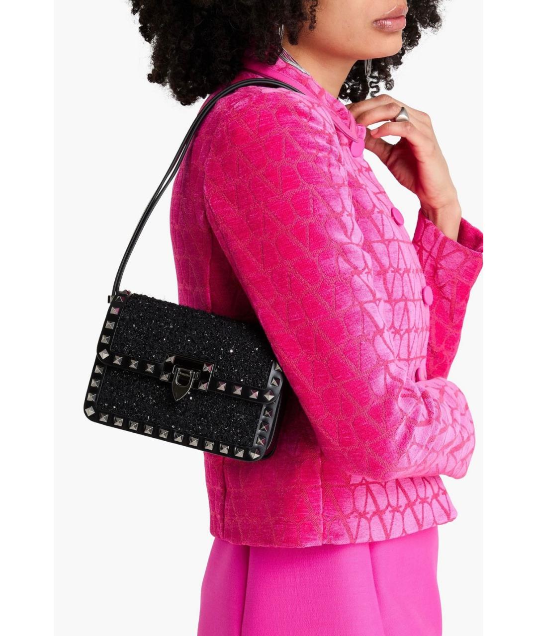 VALENTINO Черная кожаная сумка через плечо, фото 2