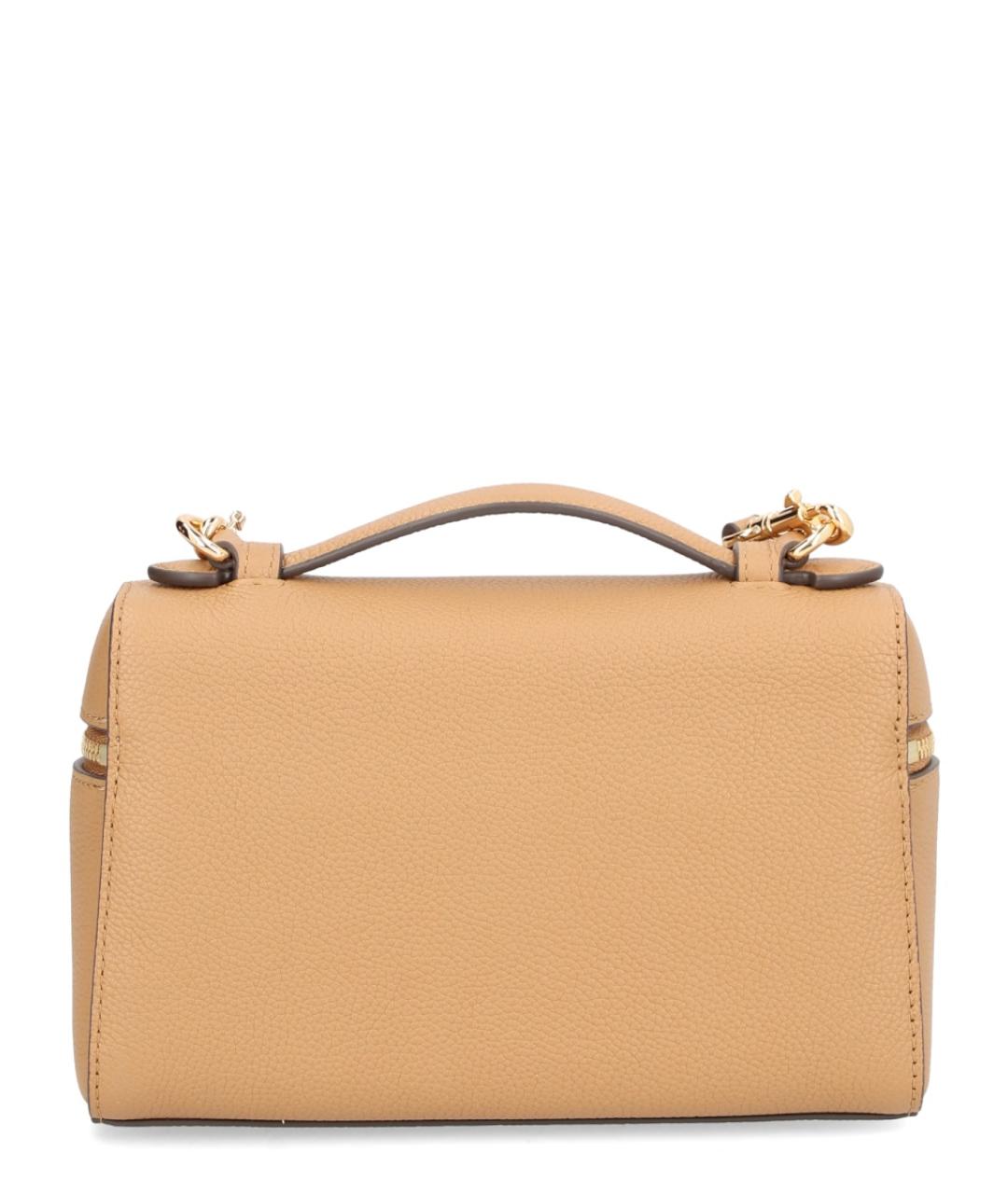 TORY BURCH Бежевая кожаная сумка с короткими ручками, фото 2