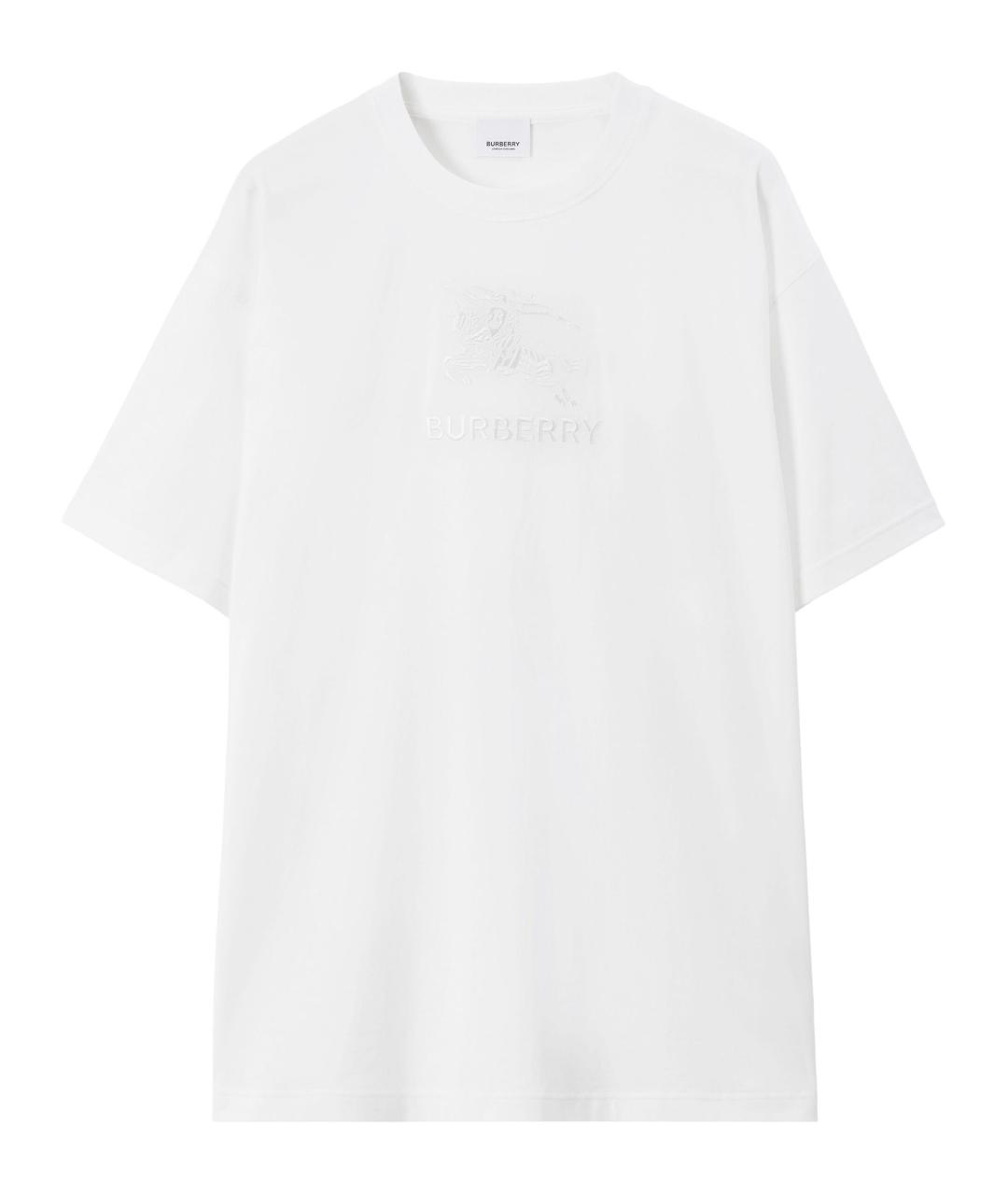 BURBERRY Белая хлопковая футболка, фото 1