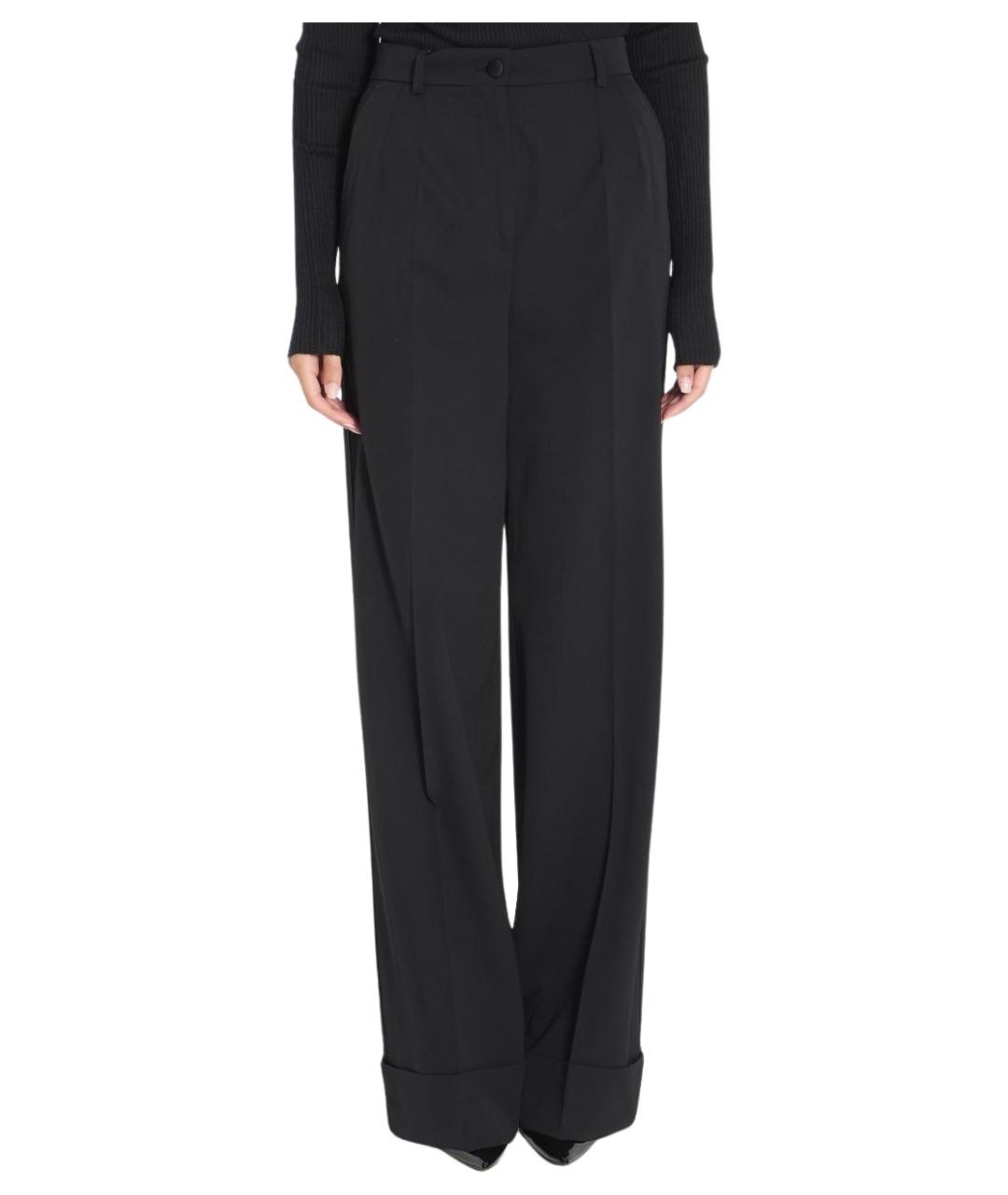 DOLCE&GABBANA Черные шерстяные прямые брюки, фото 1