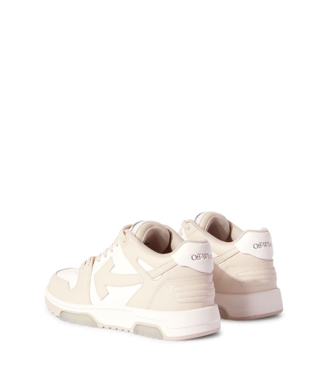 OFF-WHITE Бежевые кожаные кроссовки, фото 2