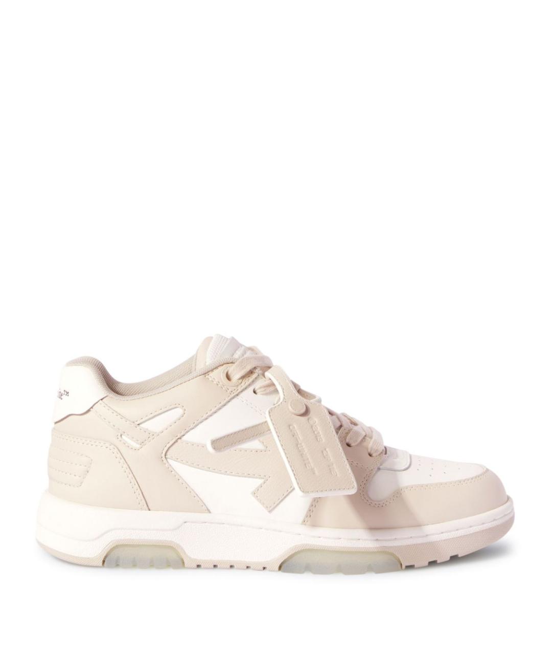 OFF-WHITE Бежевые кожаные кроссовки, фото 1