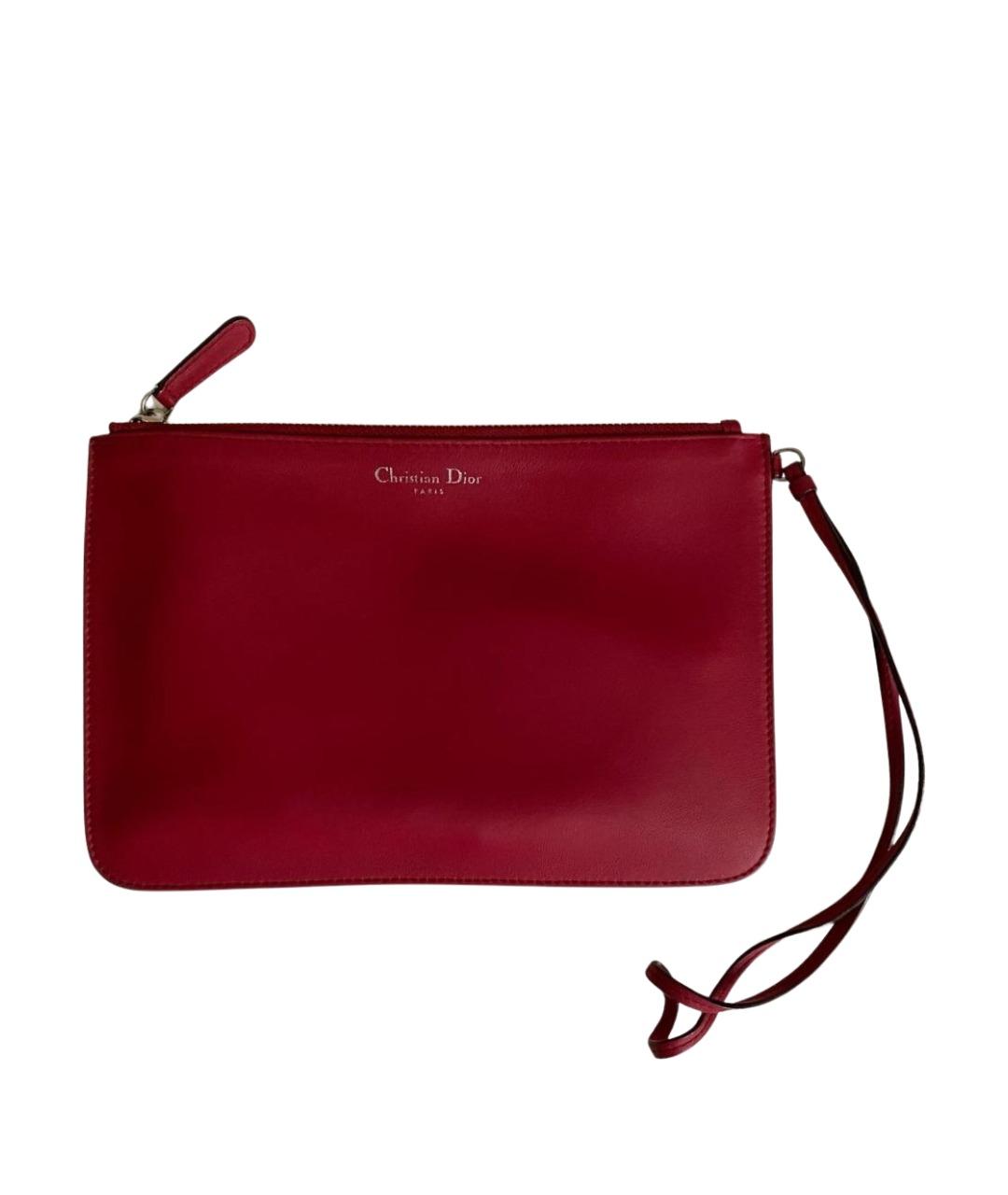 CHRISTIAN DIOR Красная кожаная косметичка, фото 1