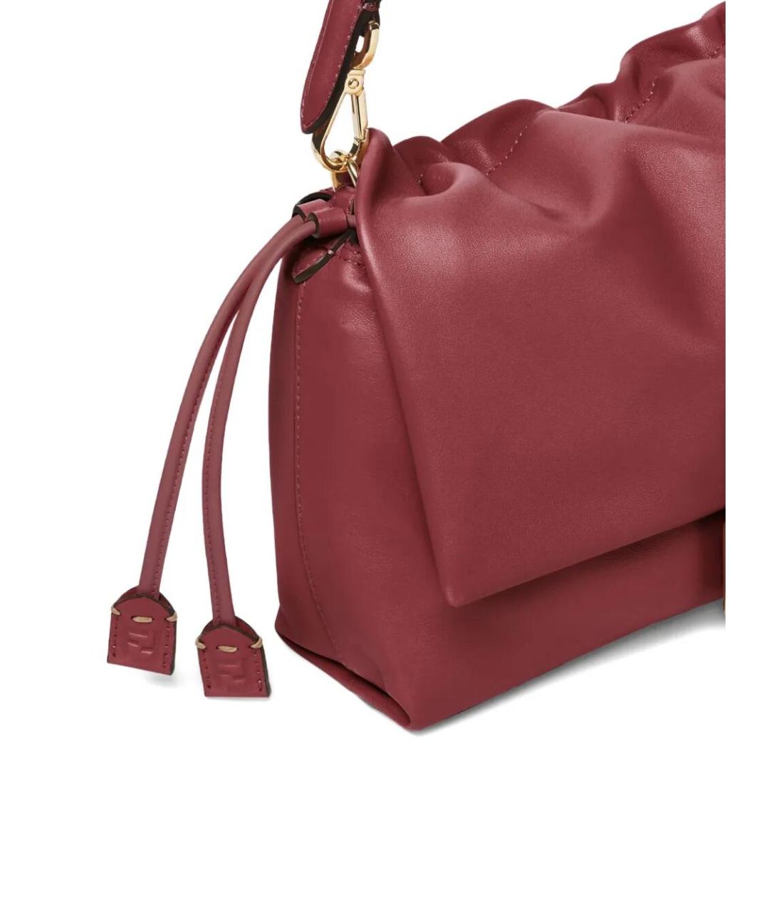FENDI Бордовая кожаная сумка через плечо, фото 4