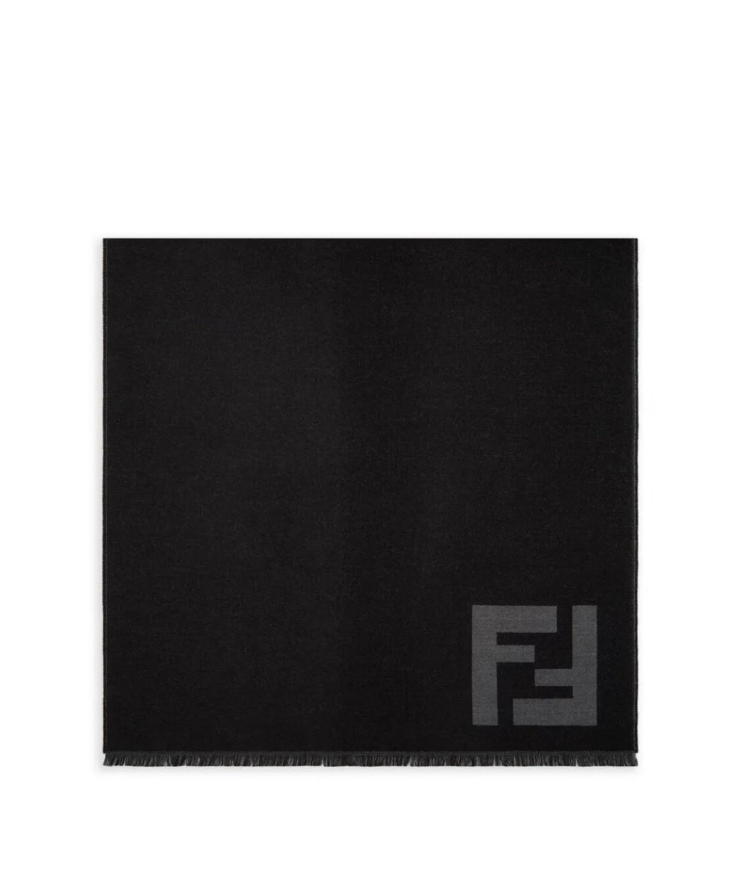 FENDI Черный шерстяной шарф, фото 1