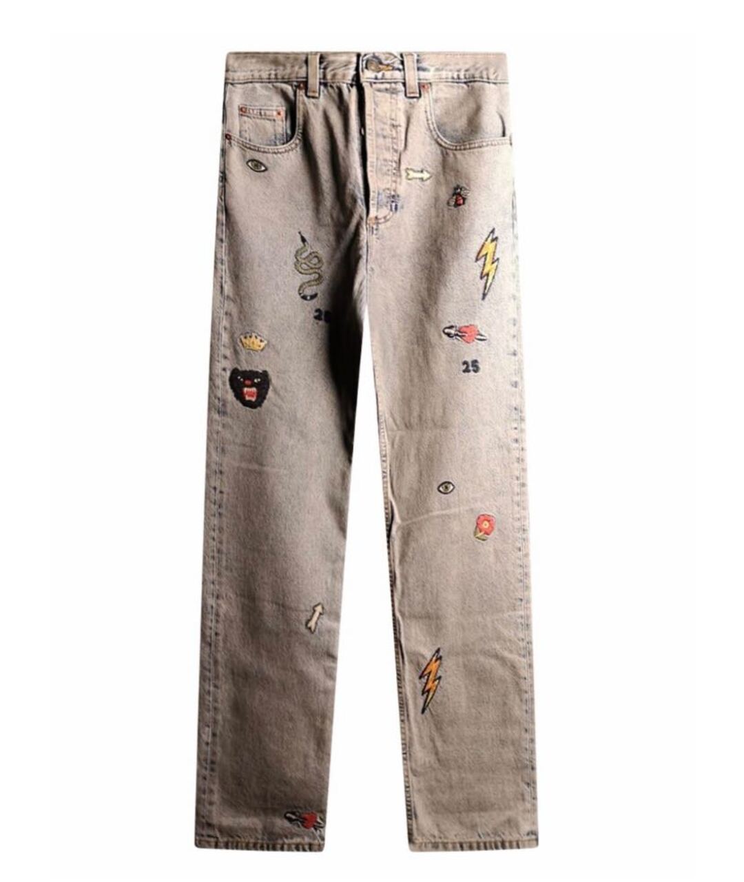 GUCCI Серые хлопковые прямые джинсы, фото 1