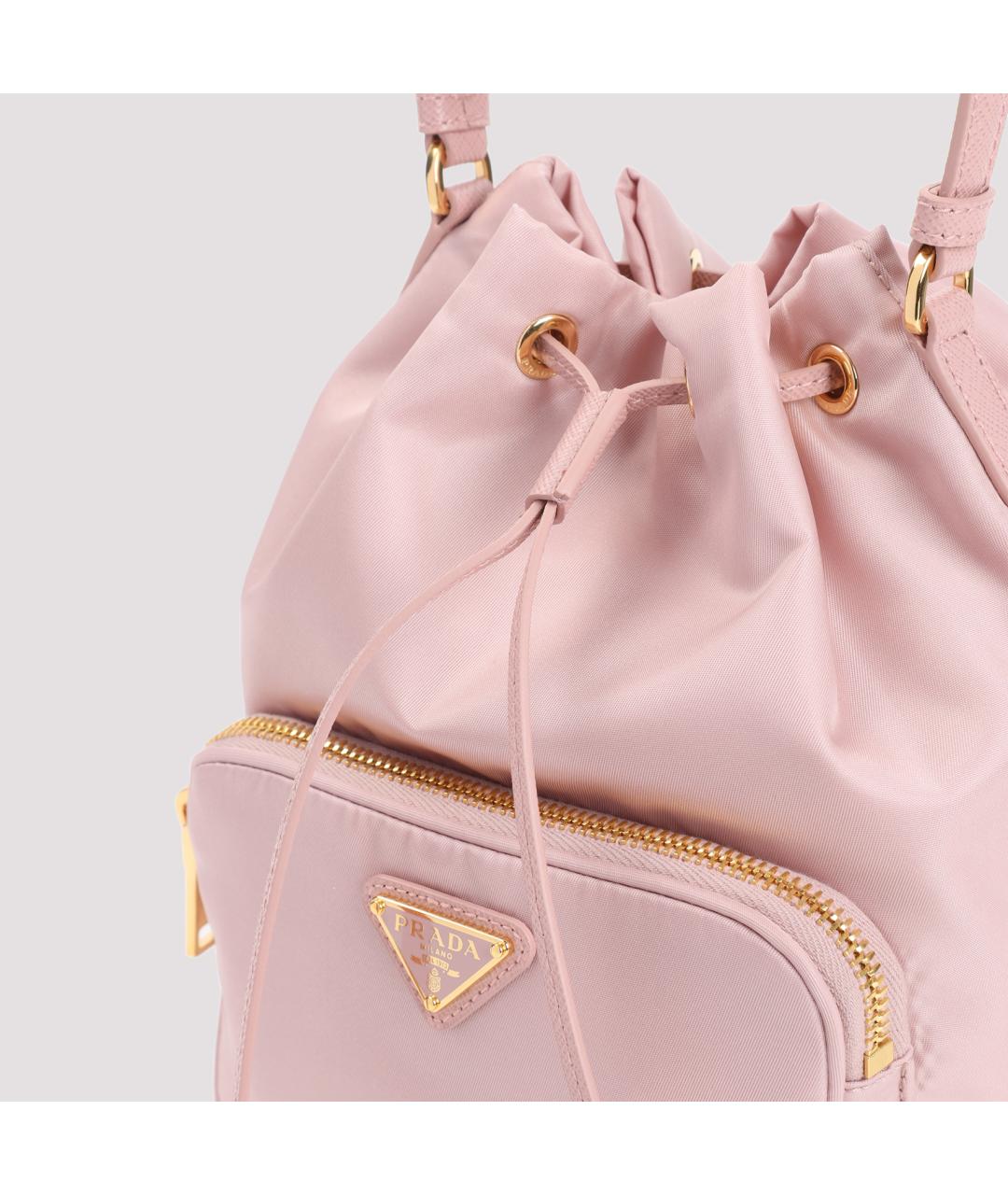PRADA Розовая синтетическая сумка с короткими ручками, фото 5
