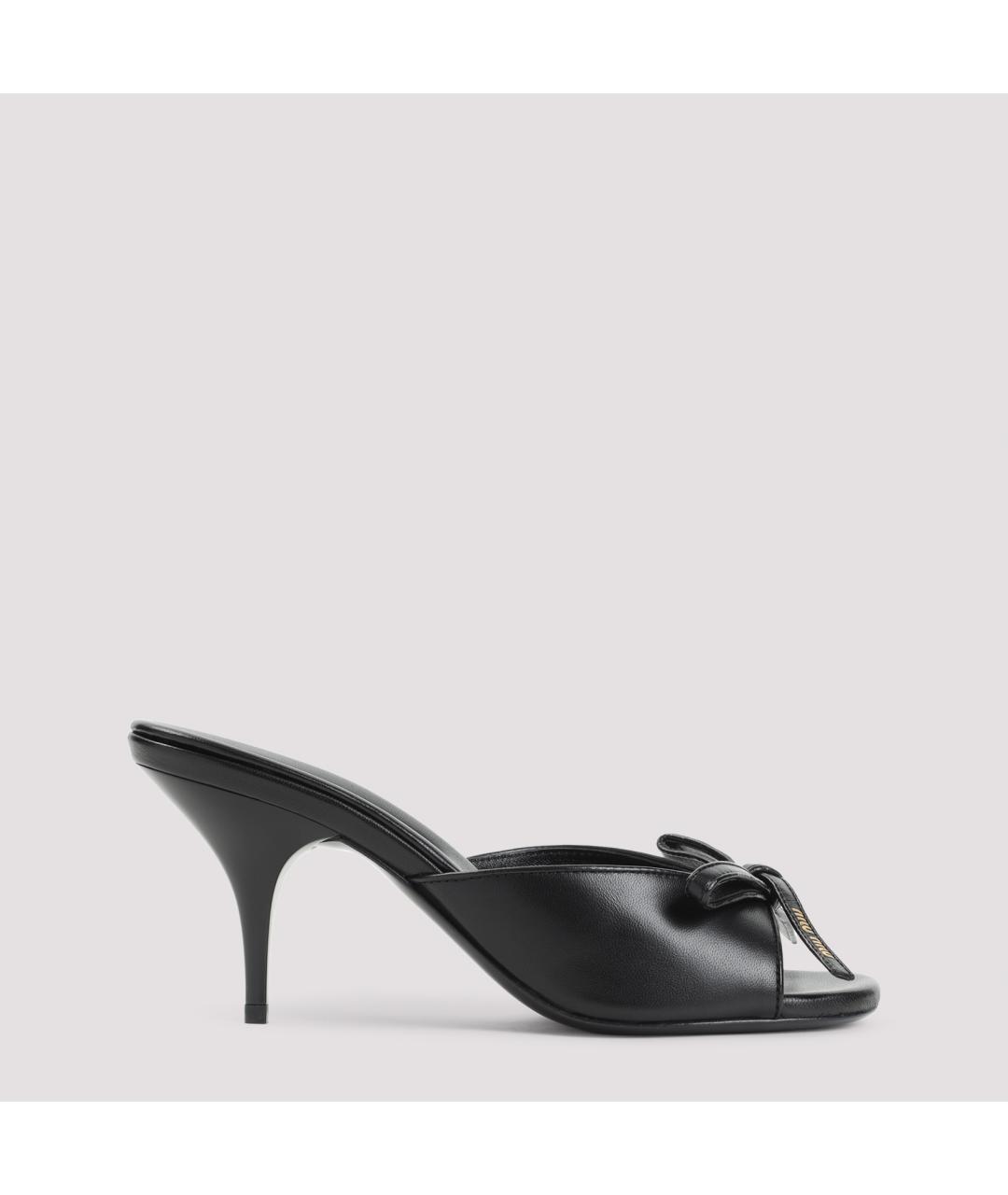 MIU MIU Черные кожаные мюли, фото 2