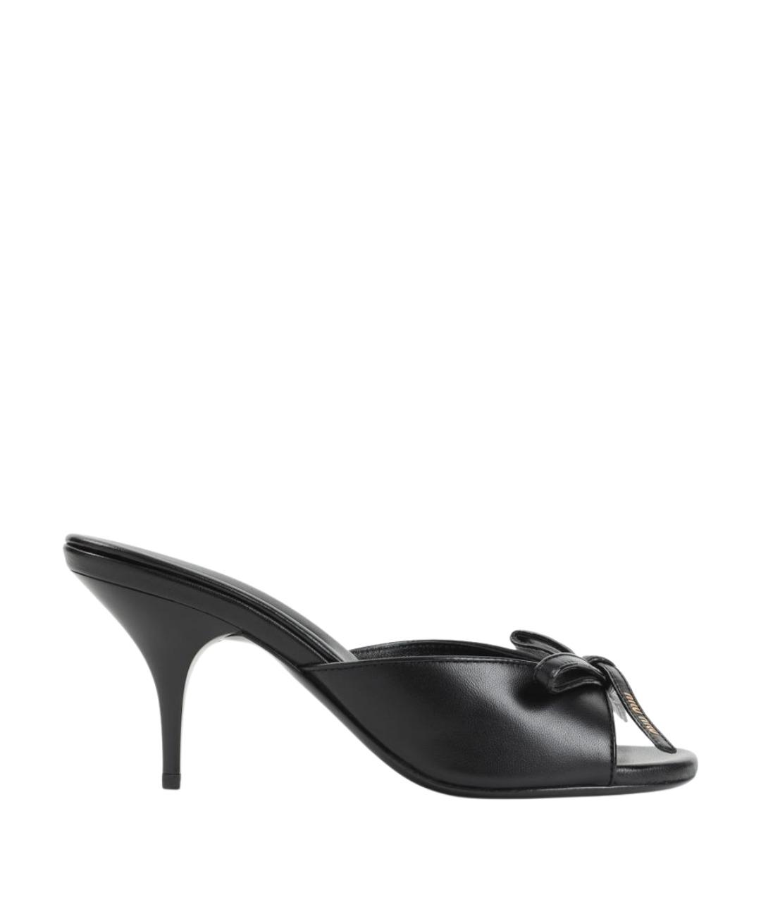 MIU MIU Черные кожаные мюли, фото 1