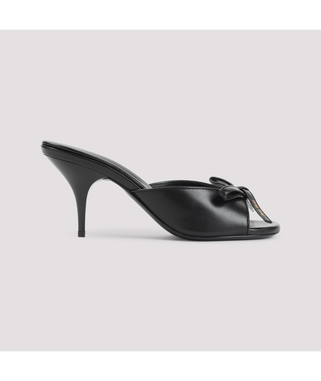MIU MIU Черные кожаные мюли, фото 3