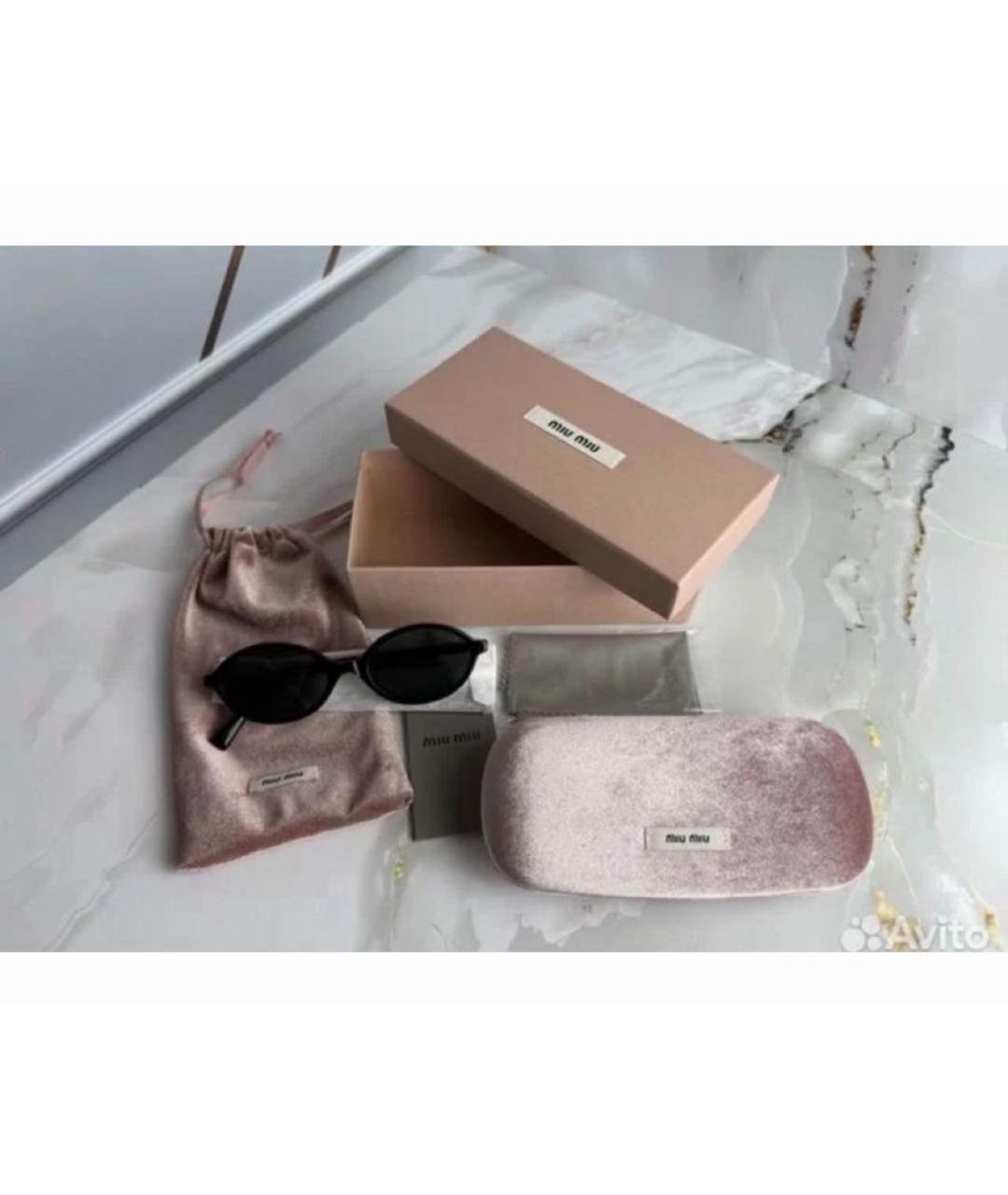 MIU MIU Черные пластиковые солнцезащитные очки, фото 4