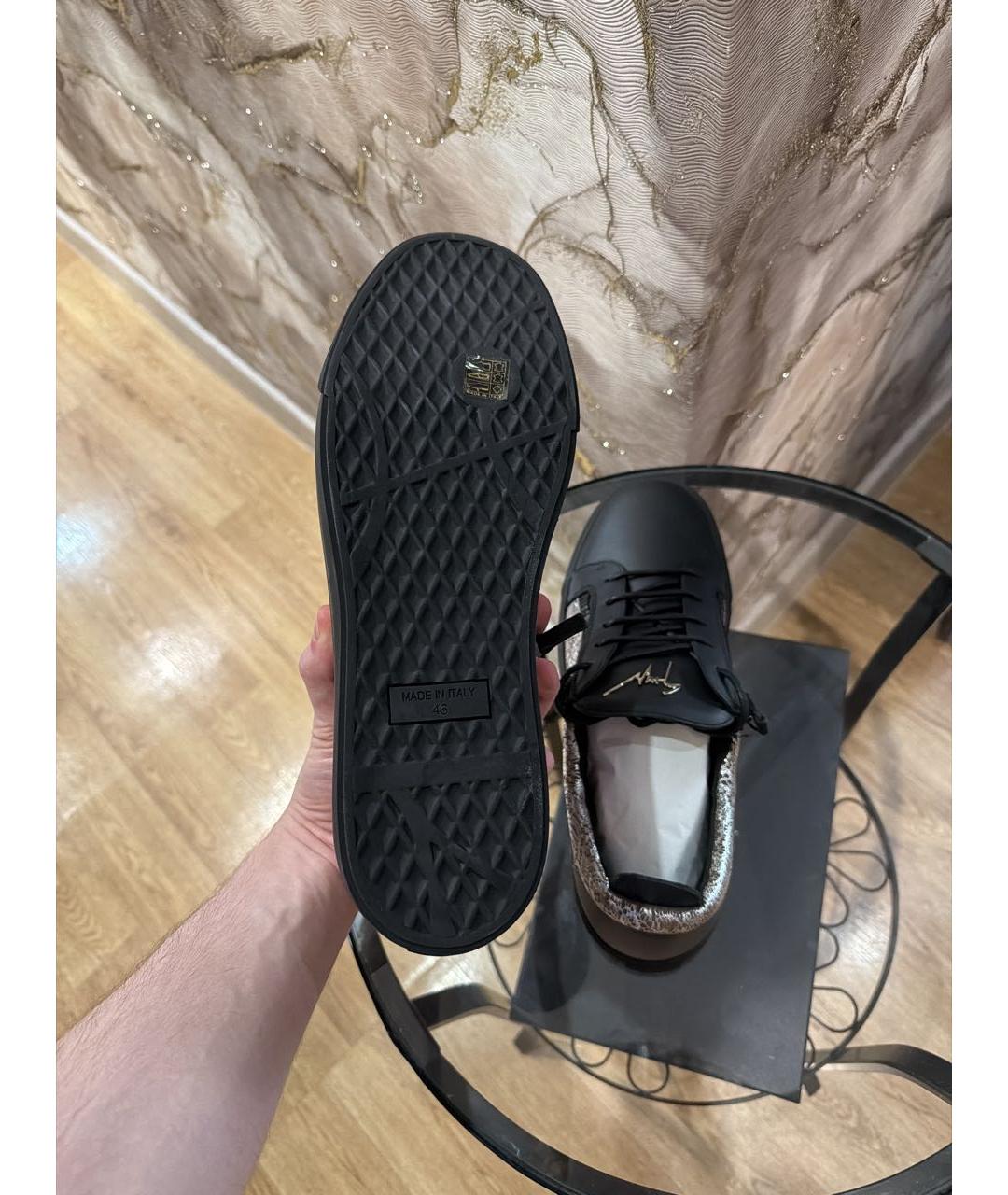 GIUSEPPE ZANOTTI DESIGN Черные кожаные низкие кроссовки / кеды, фото 6