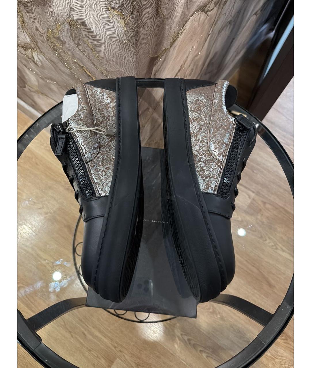 GIUSEPPE ZANOTTI DESIGN Черные кожаные низкие кроссовки / кеды, фото 5