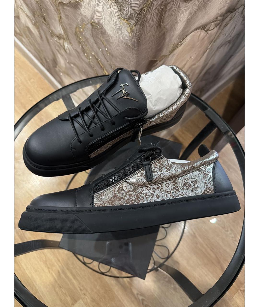 GIUSEPPE ZANOTTI DESIGN Черные кожаные низкие кроссовки / кеды, фото 2