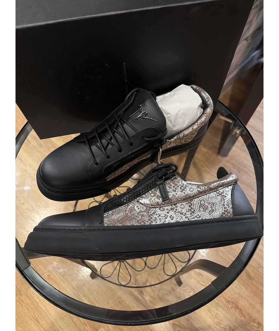 GIUSEPPE ZANOTTI DESIGN Черные кожаные низкие кроссовки / кеды, фото 8