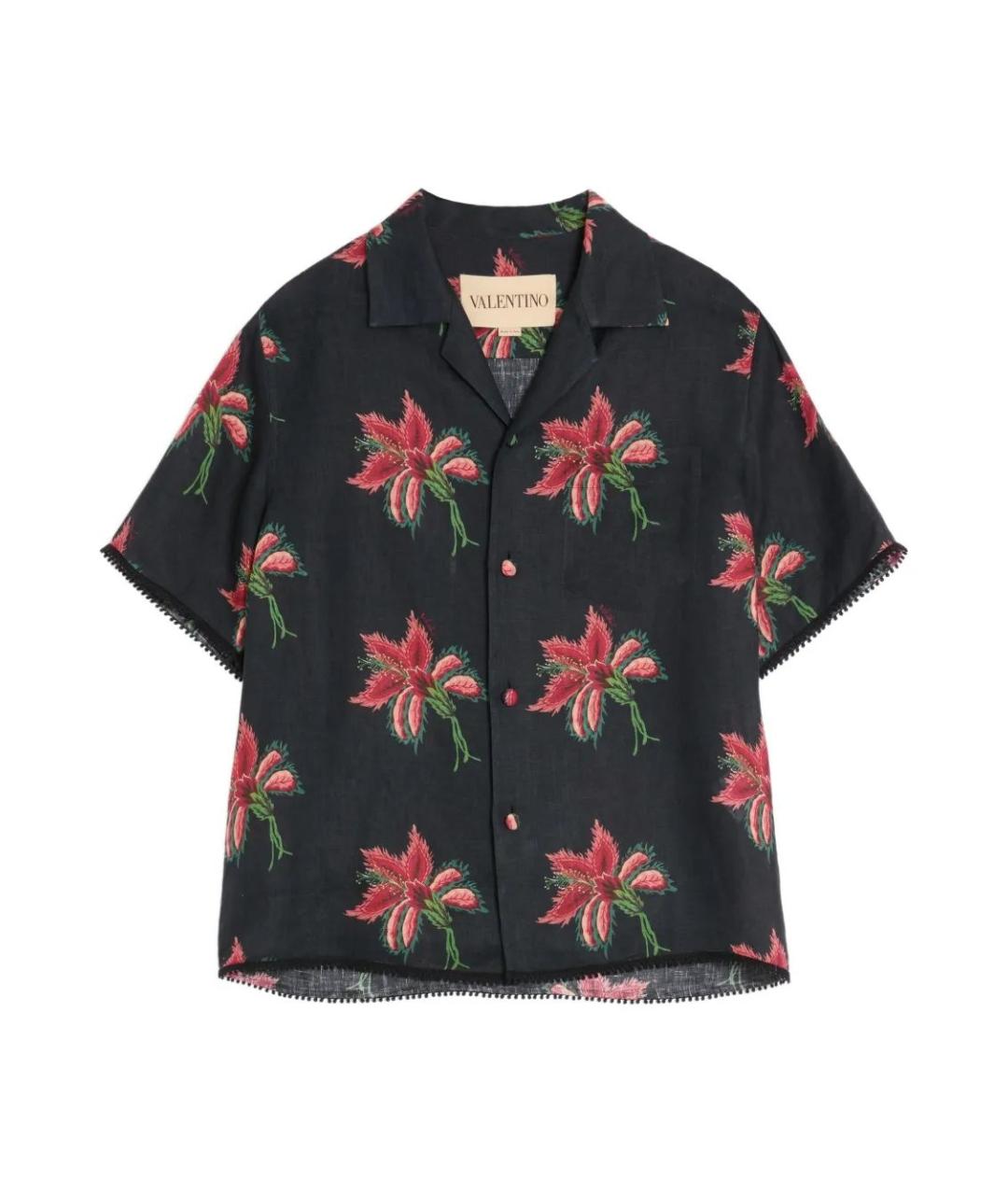 VALENTINO Черная льняная кэжуал рубашка, фото 1