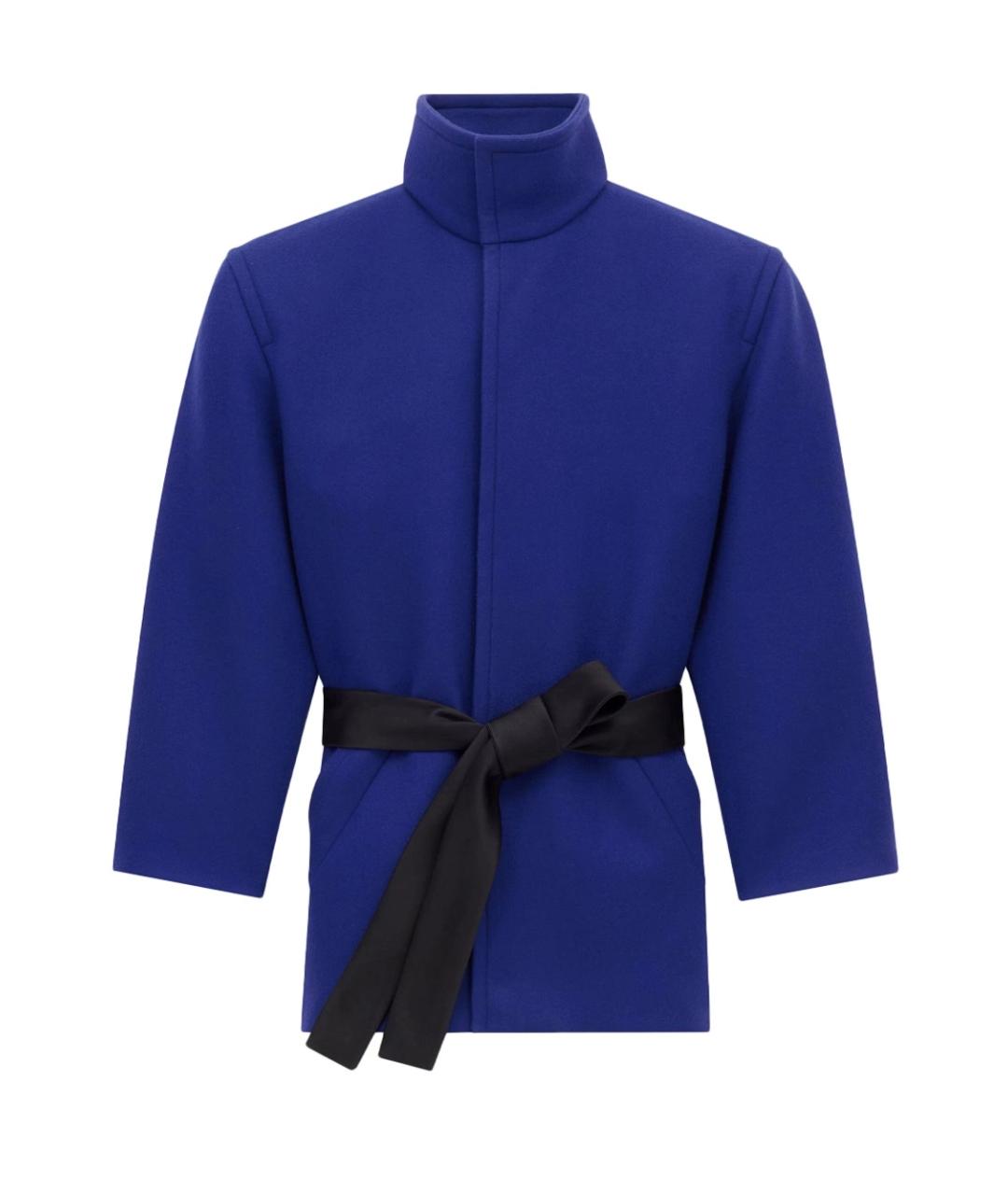 SAINT LAURENT Синее шерстяное пальто, фото 1