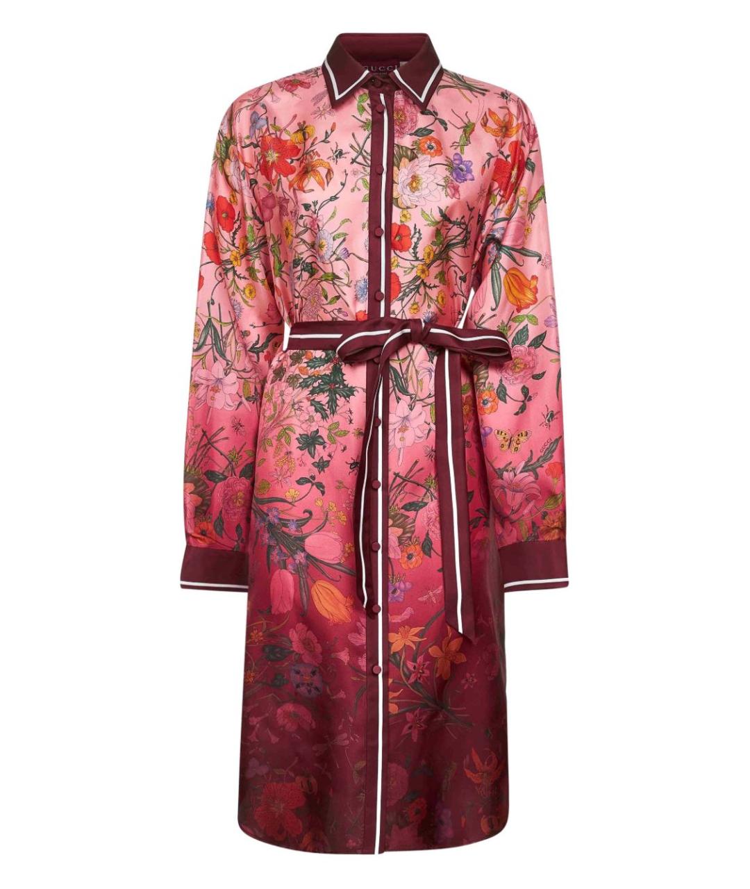 GUCCI Красное шелковое повседневное платье, фото 1