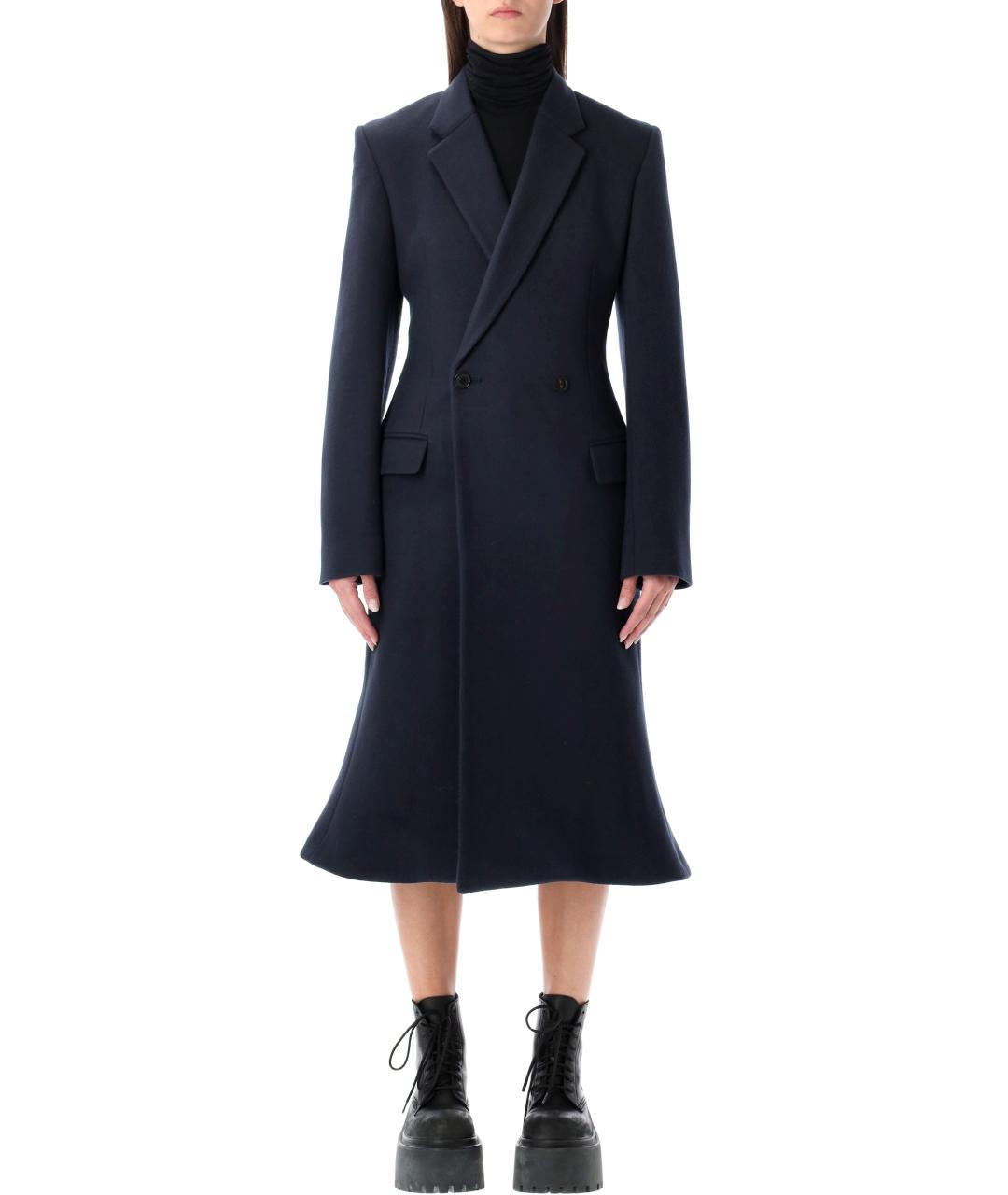 BALENCIAGA Темно-синее шерстяное пальто, фото 1