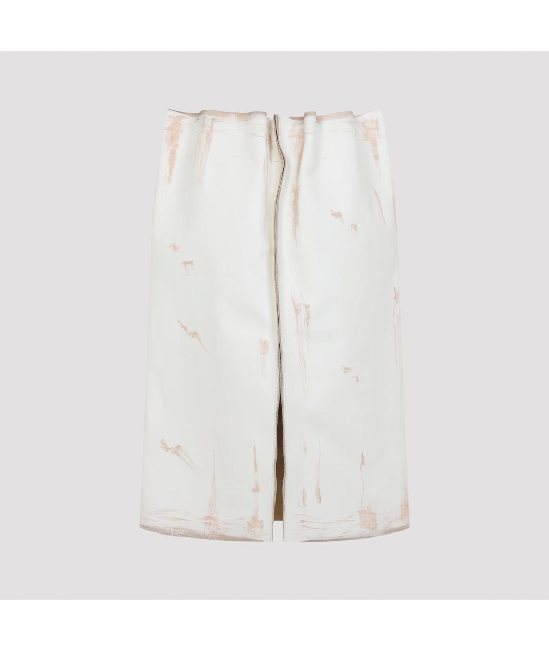 PRADA Бежевая кожаная юбка миди, фото 3