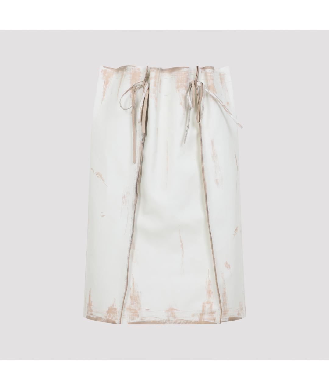 PRADA Бежевая кожаная юбка миди, фото 2