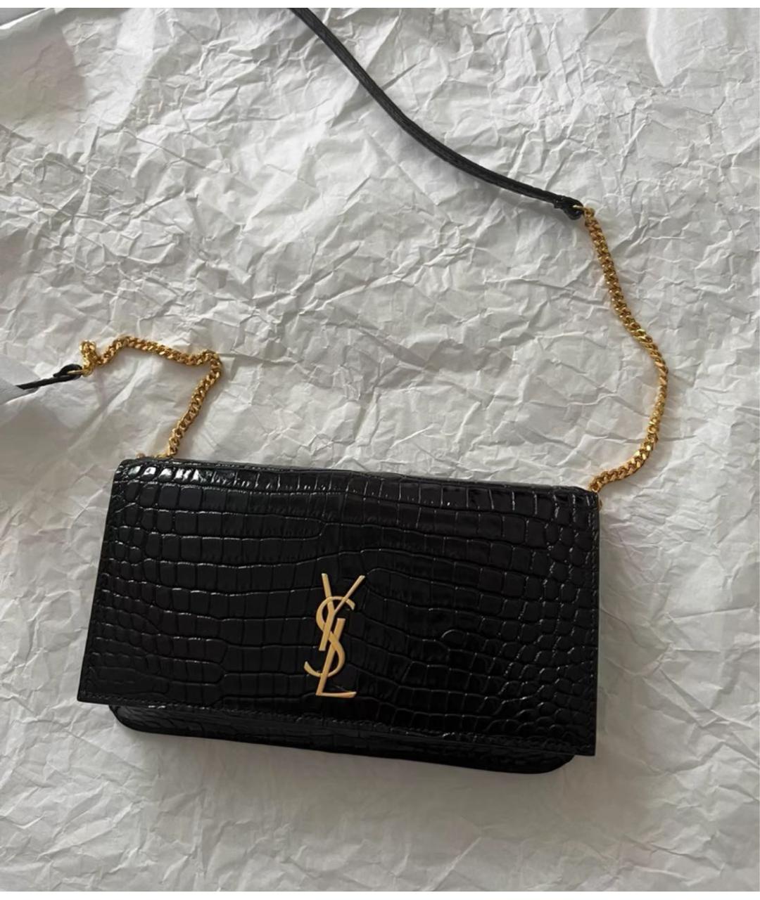 SAINT LAURENT Черная кожаная сумка через плечо, фото 4