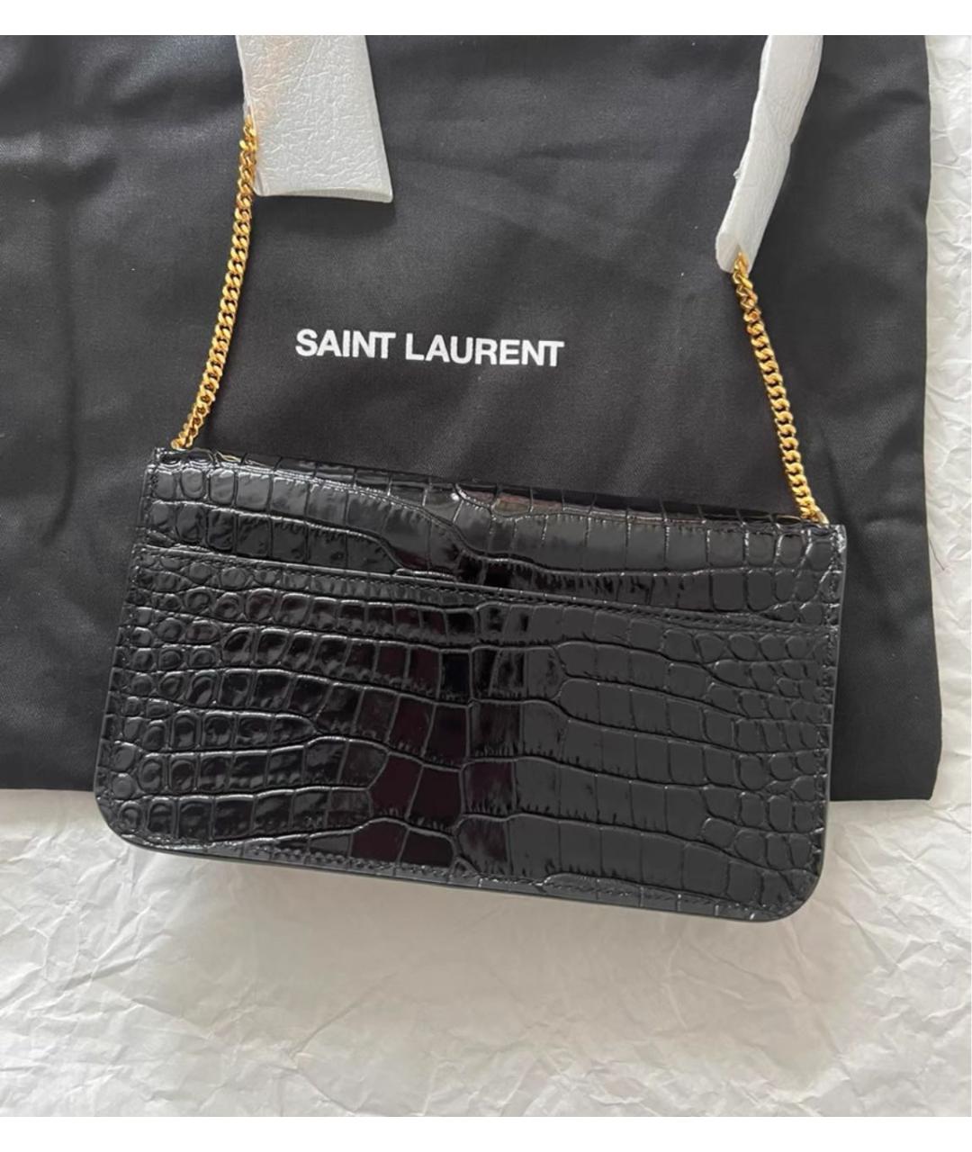 SAINT LAURENT Черная кожаная сумка через плечо, фото 3