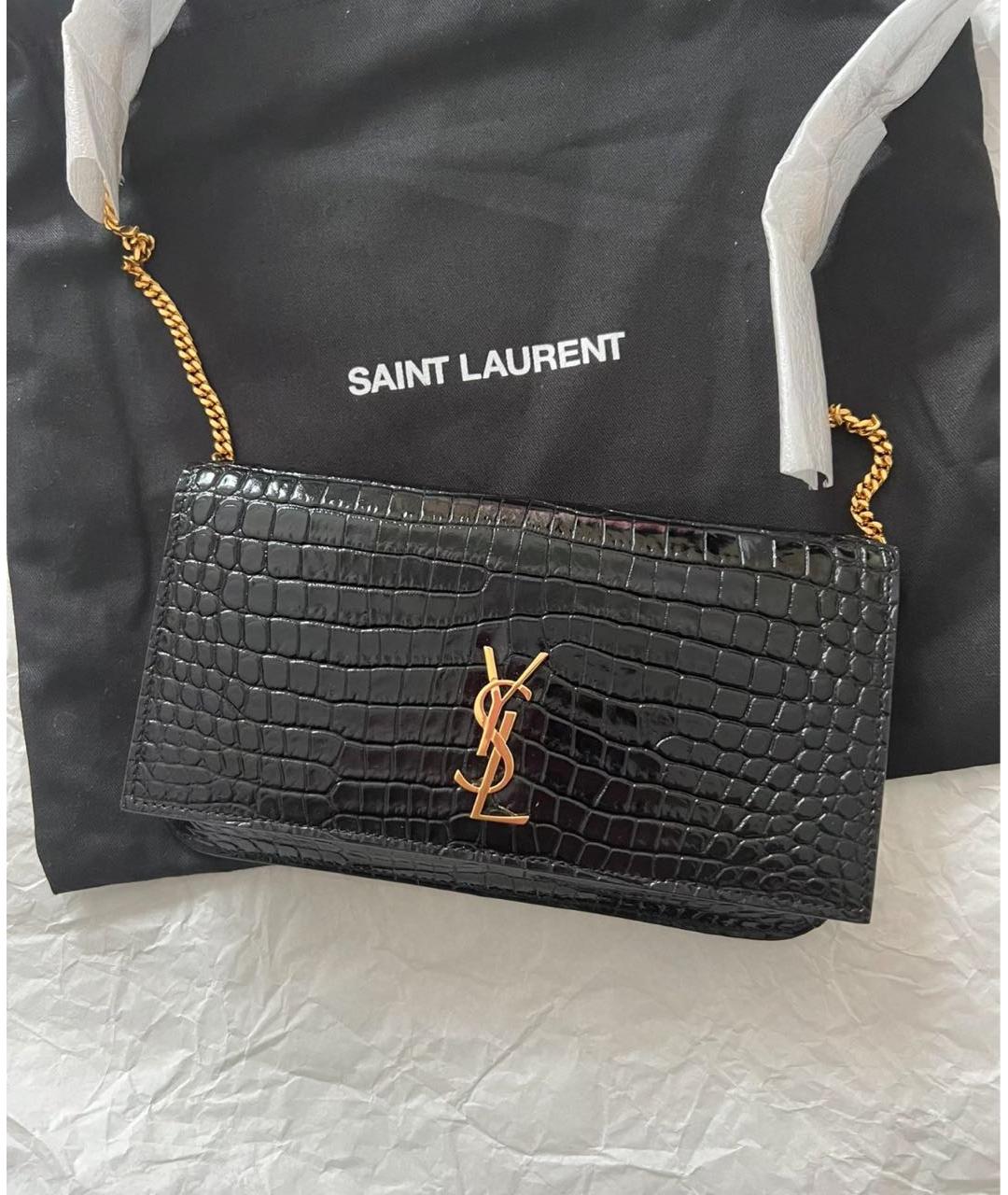 SAINT LAURENT Черная кожаная сумка через плечо, фото 2