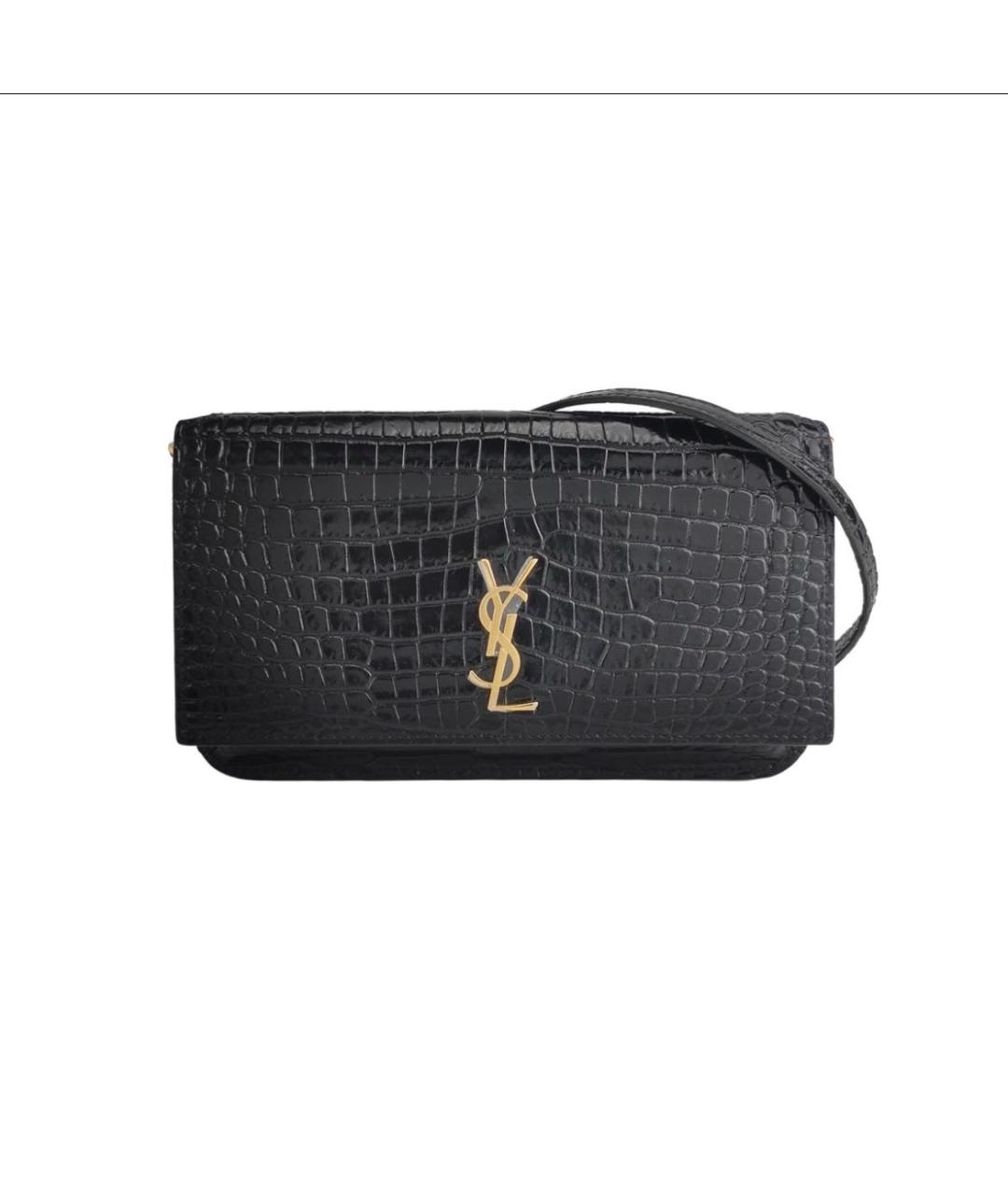 SAINT LAURENT Черная кожаная сумка через плечо, фото 5